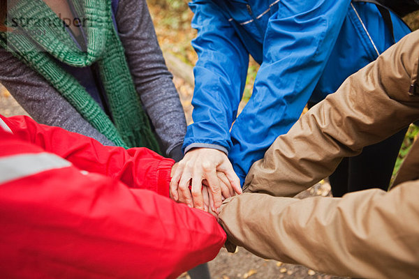 Junge Freunde Hand in Hand zusammen