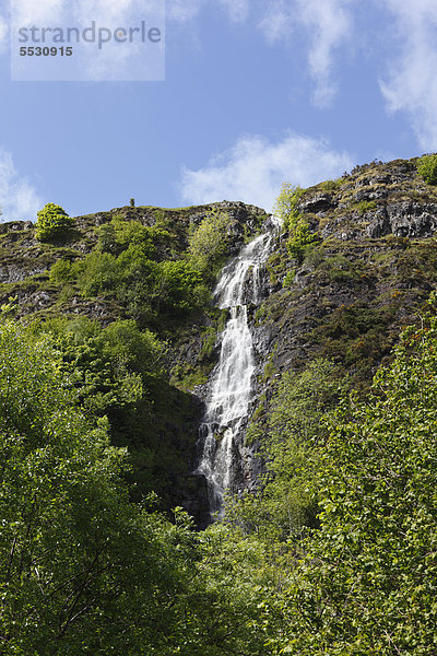 Altnagowna-Wasserfall  auch the Grey Mare's Tail  Glenariff-Tal  Glens of Antrim  County Antrim  Nordirland  Irland  Großbritannien  Europa