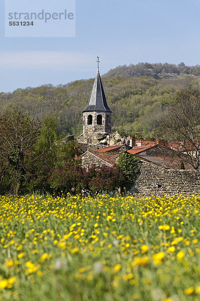 Landschaft der Dörfer Lembronnais und Mareugheol  Auvergne  Frankreich  Europe