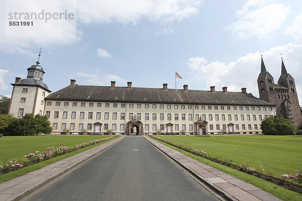 Ehemalige Abtei und Schloss Corvey in Höxter  Weserbergland  Nordrhein-Westfalen  Deutschland  Europa
