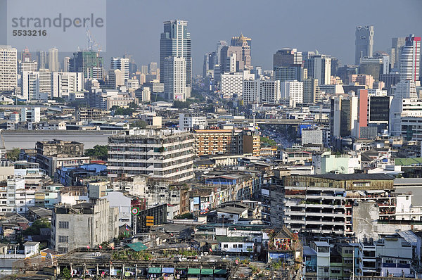 Bangkok Hauptstadt Stadtansicht Stadtansichten Finanzen Hotel Hochhaus frontal Asien Ortsteil Thailand