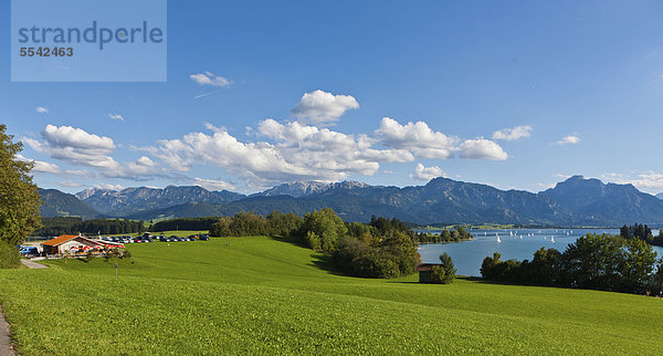 Blick auf den Forggensee  Oberbayern  Bayern  Deutschland  Europa  ÖffentlicherGrund