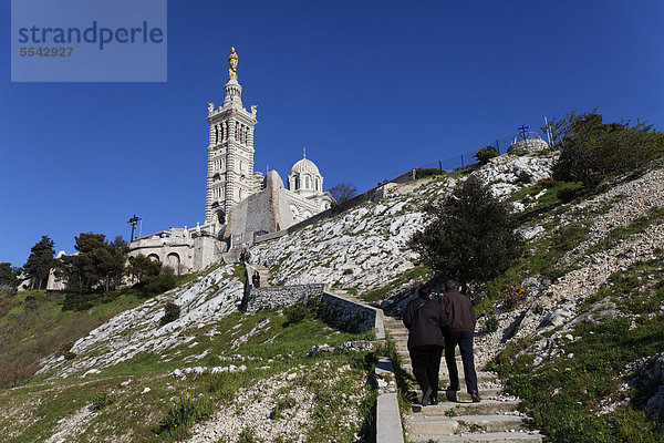 Basilika Notre Dame de la Garde  Marseille  Bouches-du-Rhone  Frankreich  Europa