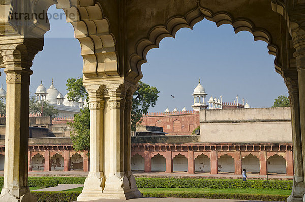 Rotes Fort  UNESCO-Weltkulturerbe  hinten Moti Mahal  Agra  Uttar Pradesh  Indien  Asien