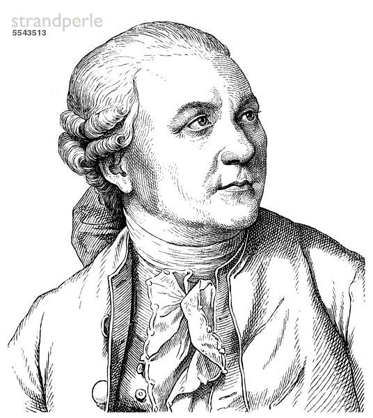 Historische Zeichnung aus dem 19. Jahrhundert  Portrait von Friedrich Gottlieb Klopstock  1724 - 1803  ein deutscher Dichter