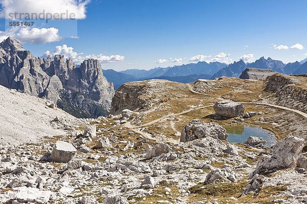 Drei-Zinnen-Wanderweg  Dolomiten  Italien  Europa