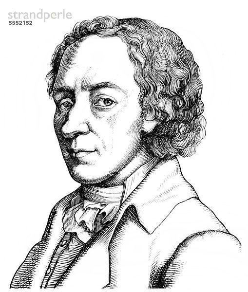 Historische Zeichnung aus dem 19. Jahrhundert  Portrait von Johann Elert Bode  1747 - 1826  ein deutscher Astronom