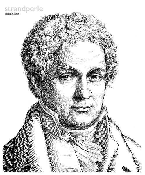 Historische Zeichnung aus dem 19. Jahrhundert  Portrait von Johann Ludwig Tieck  1773 - 1853  ein deutscher Dichter  Schriftsteller  Herausgeber und Übersetzer der Romantik