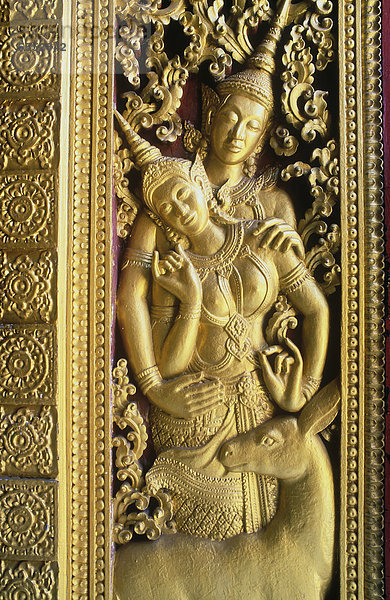 Ramayana Basrelief  Wat Xieng Thong Tempel  Luang Prabang  Laos  Indochina  Asien