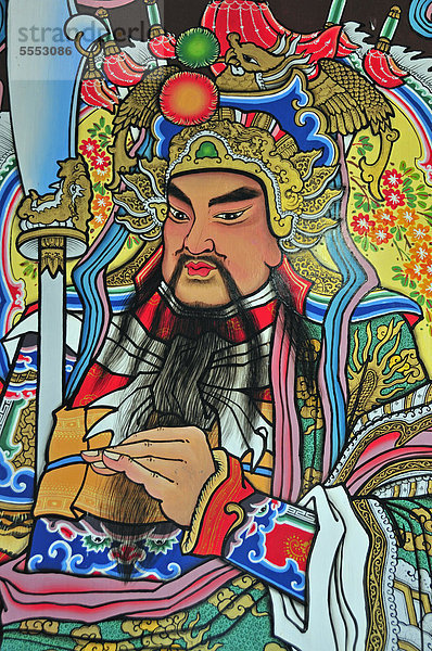 Lü Dongbin  ein berühmter daoistischer Unsterblicher der chinesischen Mythologie  Daoismus  Chinesischer Tempel in der Ho Road  Wat Putaugongmaa  Nong Khai  Thailand  Asien  ÖffentlicherGrund