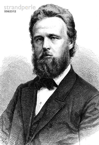 Friedrich Kapp  1824 - 1884  ein deutschamerikanischer Rechtsanwalt  Schriftsteller und Politiker  historischer Holzschnitt  circa 1870