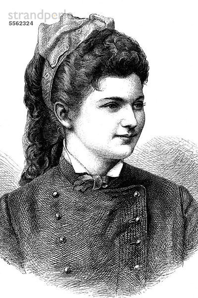 Ernestine Wegner  1854 - 1883  deutsche Theaterschauspielerin und Sängerin  historischer Holzschnitt  circa 1880