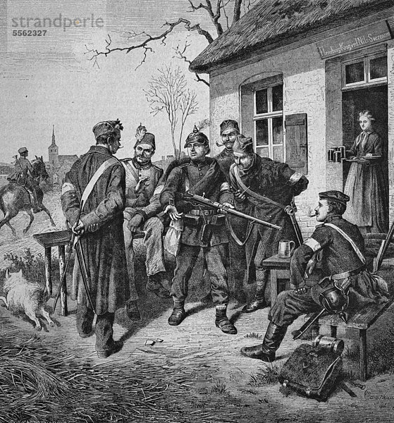 Demonstration des Zündnadelgewehrs  historischer Holzschnitt  circa 1870
