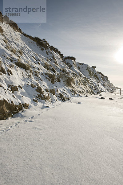 Rotes Kliff  Steilküste im Winter  Kampen auf Sylt  Nordfriesland  Schleswig-Holstein  Norddeutschland  Deutschland  Europa
