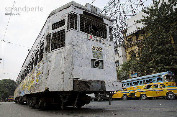 Alte Straßenbahnen  Kolkata  Kalkutta  Westbengalen  Indien  Asien