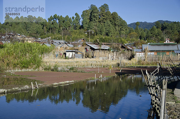 Typische Dorfstruktur des Apatani Stammes in der Ziro-Region  Hari Dorf  Arunachal Pradesh  Indien  Asien