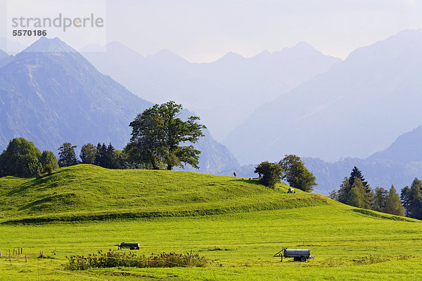 Landschaft im Allgäu  Blick nach Südosten  links das Rubihorn  Oberstdorf  Allgäu  Bayern  Deutschland  Europa  ÖffentlicherGrund