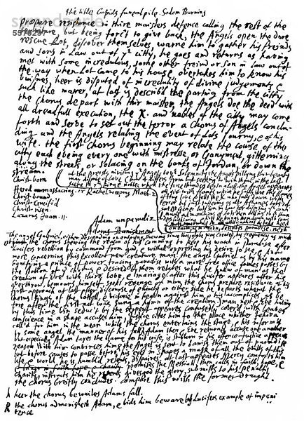 Historische Handschrift  1861  von John Milton  1608 - 1674  ein englischer Dichter und Staatsphilosoph