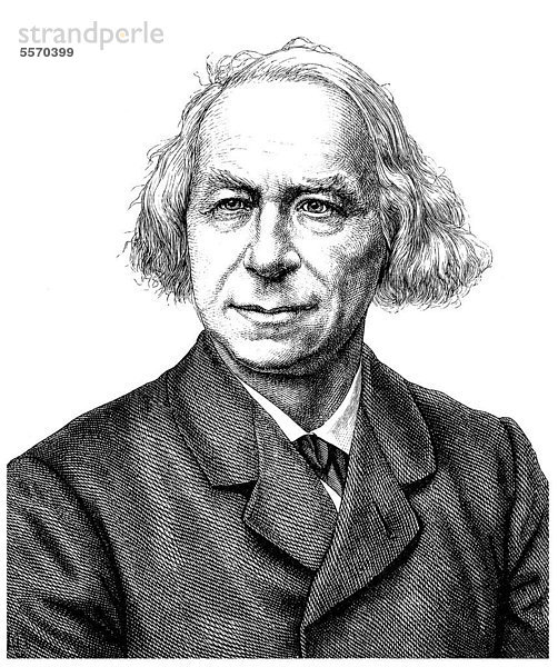 Historische Zeichnung aus dem 19. Jahrhundert  Portrait von Karl Friedrich von Gerok  1815 - 1890  ein deutscher Theologe und Lyriker