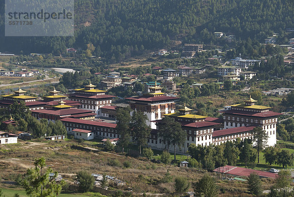 Klosterfestung Trashi Chhoe Dzong  Sitz der Regierung  Thimphu  Hauptstadt  Königreich Bhutan  Südasien  Asien