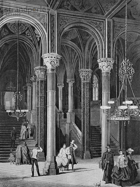 Die Halle des Nordbahnhof von Wien  Österreich  historischer Stich  1869