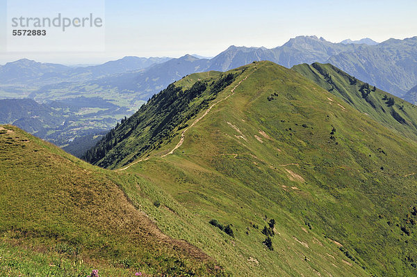 Wanderweg vom Fellhorn zum Söllereck  Allgäuer Alpen  Bayern  Deutschland  Europa  ÖffentlicherGrund
