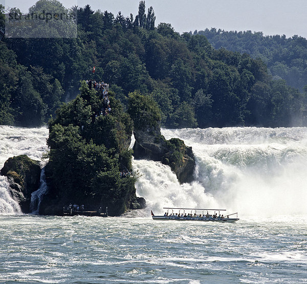 Rheinfall von Schaffhausen  Wasserfall  Boot  Kanton Zürich  Schweiz  Europa