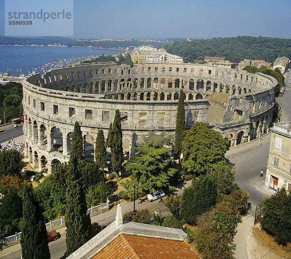Römisches Amphitheater  Arena von Pula  Istrien  Mittelmeer  Kroatien  Europa