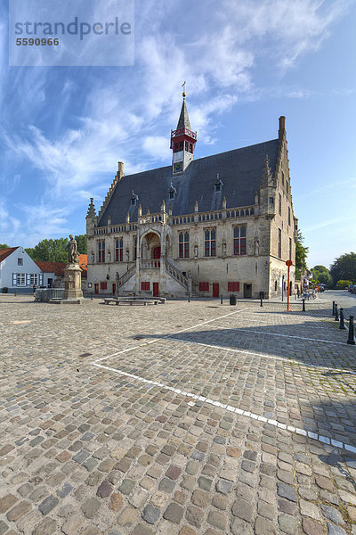 Denkmal für den Dichter Jacob van Maerlant  vor dem Rathaus in Damme  Brügge  Westflandern  Flämische Region  Belgien  Europa