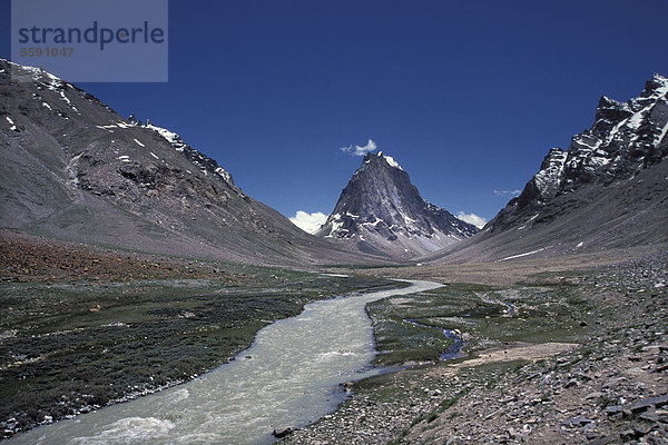 Zanskar-Tal bei Kargyak  Berg Gumbarajon  Zanskar  Ladakh  Himalaya  Jammu und Kaschmir  Nordindien  Indien  Asien