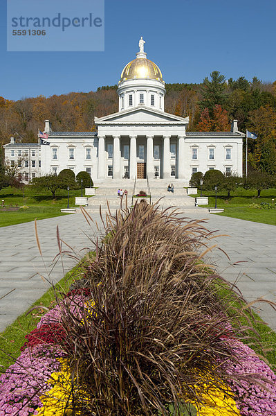 State Capitol  goldene Kuppel  Montpelier  Vermont  Neuengland  USA  Nordamerika  Amerika
