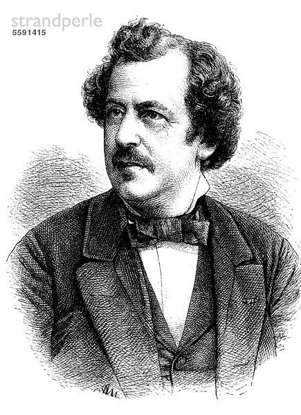 Otto Devrient  1838 - 1894  ein deutscher Schauspieler und Dramatiker  historischer Stich  1883