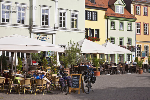 Cafes  Restaurants am Wenigemarkt  Altstadt  Erfurt  Thüringen  Deutschland  Europa