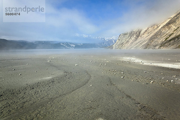 Bei Muir Inlet  Glacier Bay National Park & Preserve  Southeast Alaska  Sommer Felsen verstreut auf Schlamm flachen
