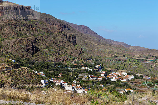 Blick das Dorf Temisas  Region Agüimes  Gran Canaria  Kanarische Inseln  Spanien  Europa