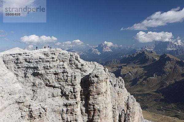 Aussicht vom Sass Pordoi  2925 m  Sella-Gruppe  Sellaronda  Dolomiten  Italien  Europa