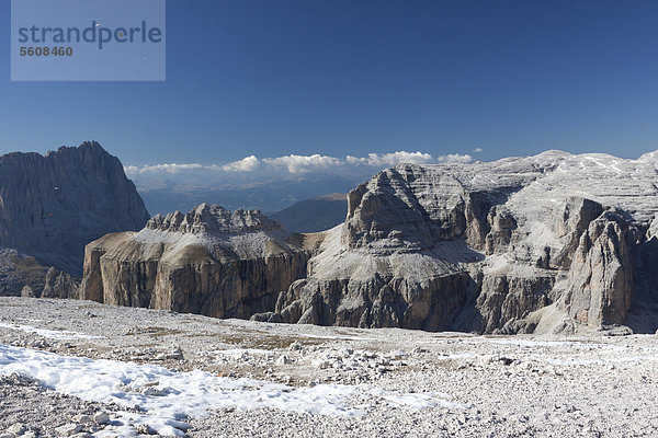 Aussicht vom Sass Pordoi  Sella-Gruppe  Sellaronda  Dolomiten  Italien  Europa