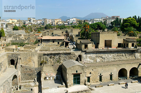 Herculanum  das durch einen Ausbruch des Vesuvs zerstört wurde  Ercolano  Region Neapel  Kampanien  Italien  Europa