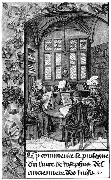 Historischer Druck aus dem 19. Jahrhundert nach einer Handschrift aus dem 15. Jahrhundert  Übersetzer und Schreiber am Hof von Burgund  Frankreich