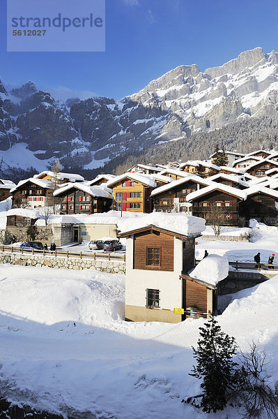 Europa Winter Urlaub Dorf Ansicht Schweiz