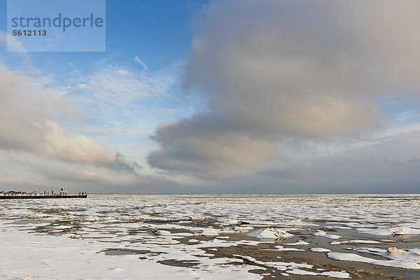 Eisschollen am Wattenmeer  Munkmarsch  Sylt  Schleswig-Holstein  Deutschland  Europa
