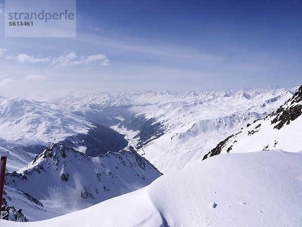 Blick vom Kaunertaler Gletscher nach Italien  Kaunertal  Feichten  Tiroler Oberland  Tirol  Österreich  Europa