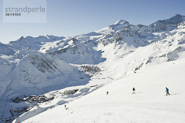 Skigebiet  Tignes  Val d'Isere  Savoien  Alpen  Frankreich  Europa