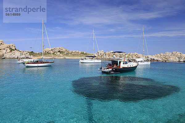 Vor Anker liegende Schiffe  Naturschutzgebiet Lavezzi Inseln  Südkorsika  Korsika  Frankreich  Europa