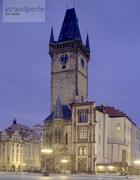 Altstädter Rathaus  Altstädter Ring  Abenddämmerung  Prag  Tschechien  Europa
