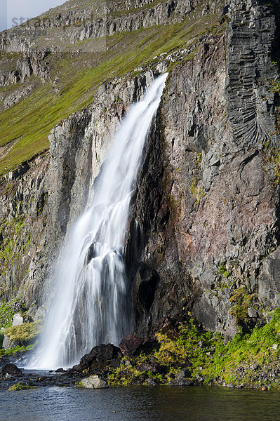 Wasserfall am Wanderweg zu den Vogelfelsen Hornbjarg  Hornstrandir  Westfjorde  Island  Europa