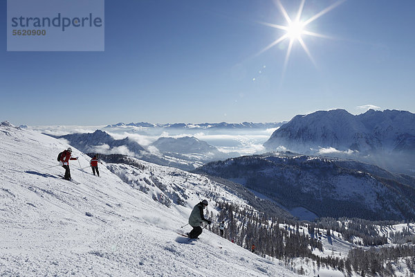 Skigebiet Die Tauplitz  Tauplitzalm  rechts Grimming  Bad Mitterndorf  Ausseerland  Salzkammergut  Steiermark  Österreich  Europa