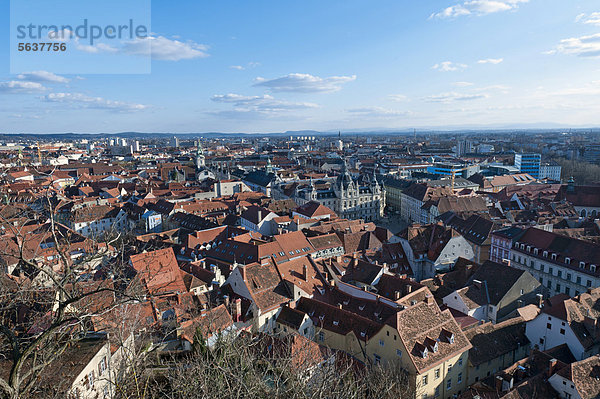 Aussicht vom Schlossberg über die Altstadt  Graz  Steiermark  Österreich  Europa