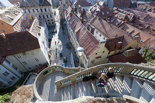 Kriegssteig oder Russensteig  Treppe vom Schlossberg hinunter Richtung Altstadt  Graz  Steiermark  Österreich  Europa