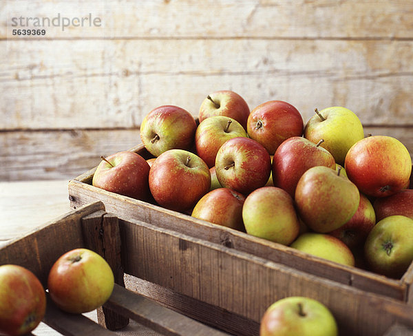 Hölzerne Kisten aus Bio-Äpfeln